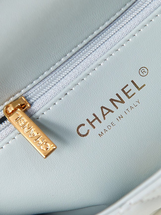 Chanel MINI FLAP BAG WITH TOP HANDLE AS4023 light blue