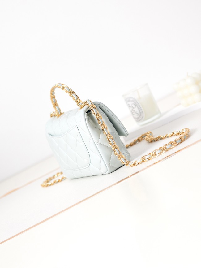 Chanel MINI FLAP BAG WITH TOP HANDLE AS4023 light blue