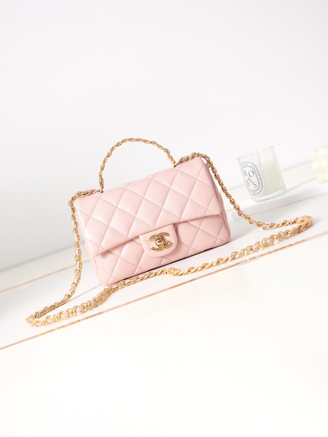 Chanel MINI FLAP BAG WITH TOP HANDLE AS4023 light pink