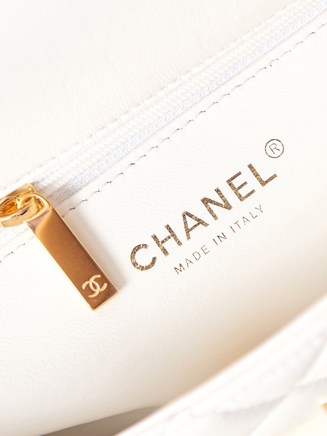 Chanel MINI FLAP BAG WITH TOP HANDLE AS4023 white