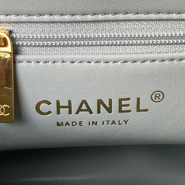 Chanel SMALL FLAP BAG WITH TOP HANDLE AS4023 Ice blue