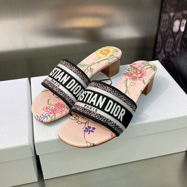 Dior DWAY HEELED SLIDE Embroidered Cotton 93278-10