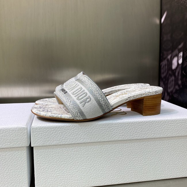 Dior DWAY HEELED SLIDE Embroidered Cotton 93278-2