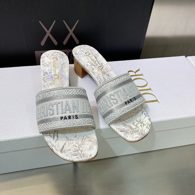 Dior DWAY HEELED SLIDE Embroidered Cotton 93278-2