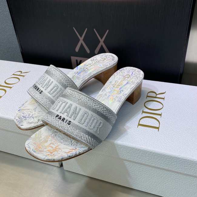 Dior DWAY HEELED SLIDE Embroidered Cotton 93278-2