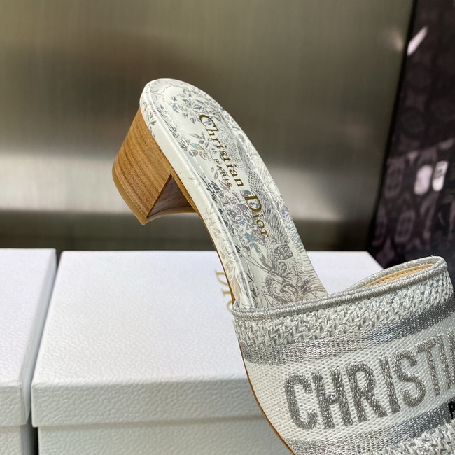 Dior DWAY HEELED SLIDE Embroidered Cotton 93278-2