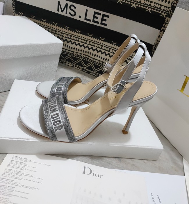 Dior DWAY HEELED SANDAL Embroidered Satin and Cotton 93284-9