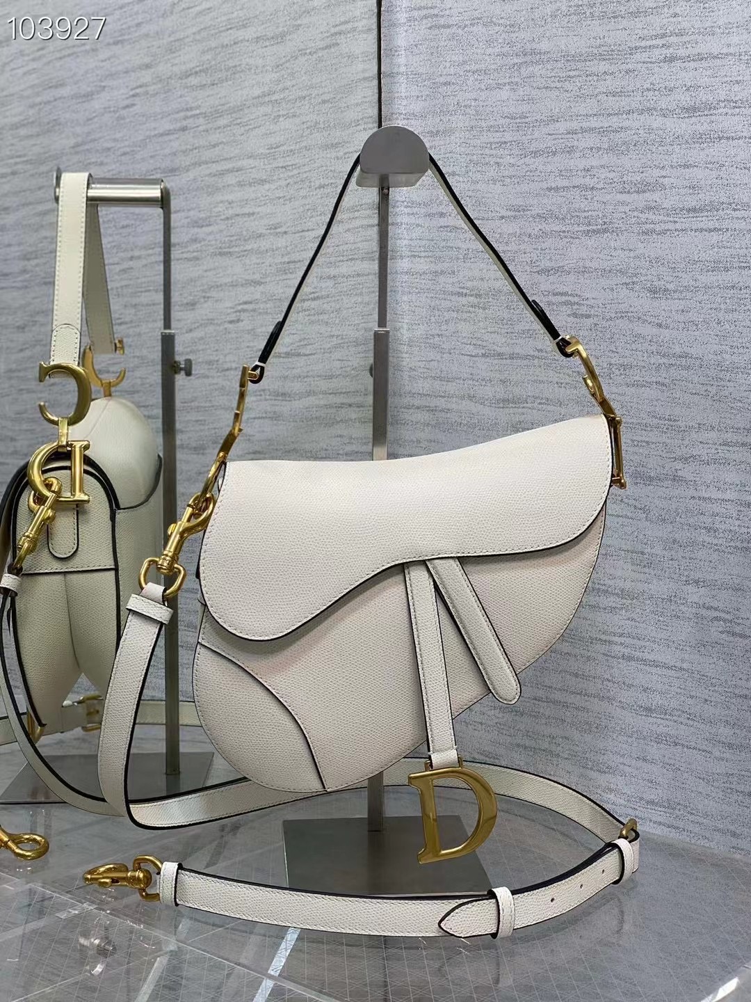 Dior SADDLE BAG WITH STRAP Latte Grained Calfskin M0455CBA 