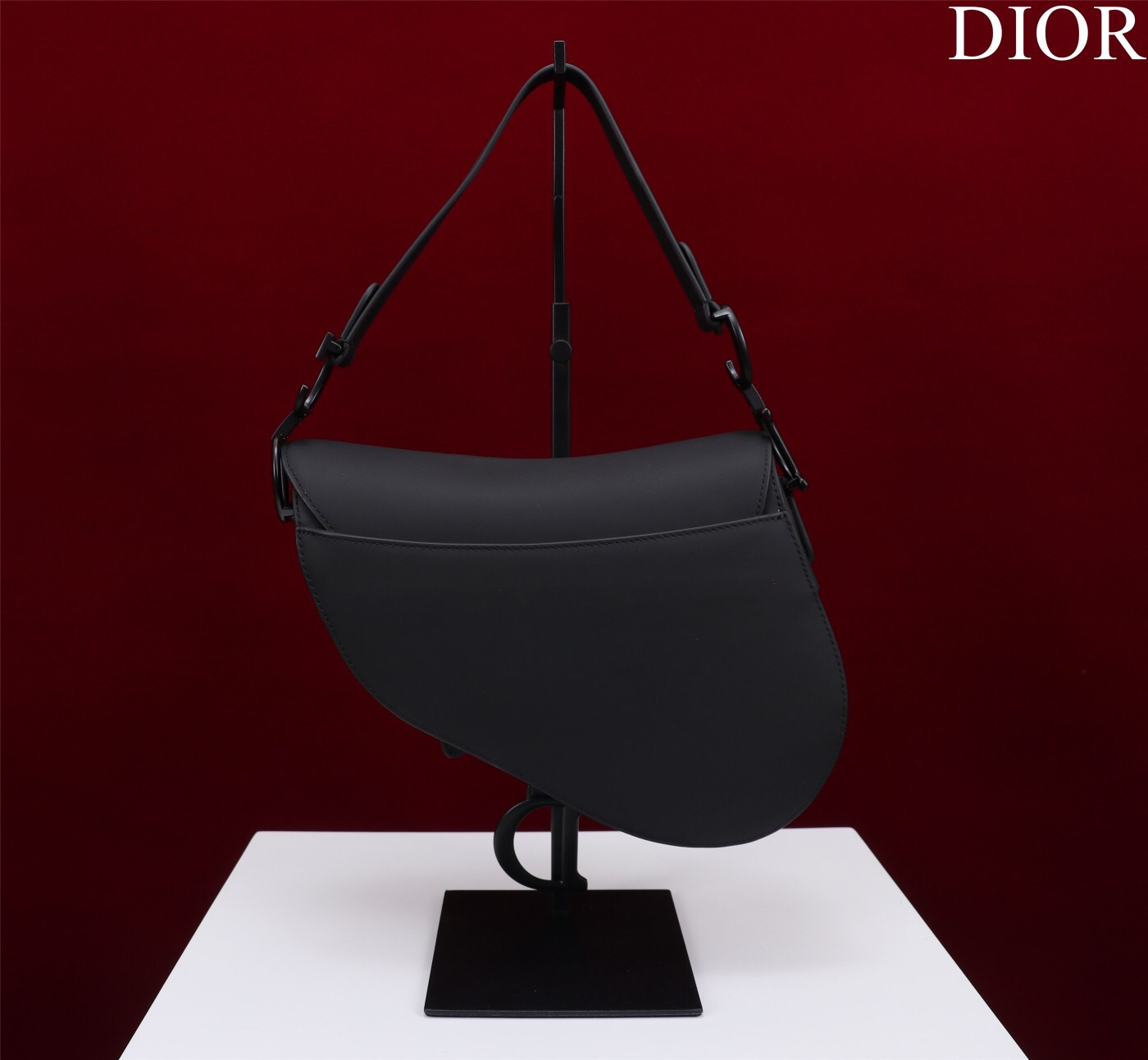 Dior SADDLE BAG WITH STRAP Black Ultramatte Calfskin M0455SLLO