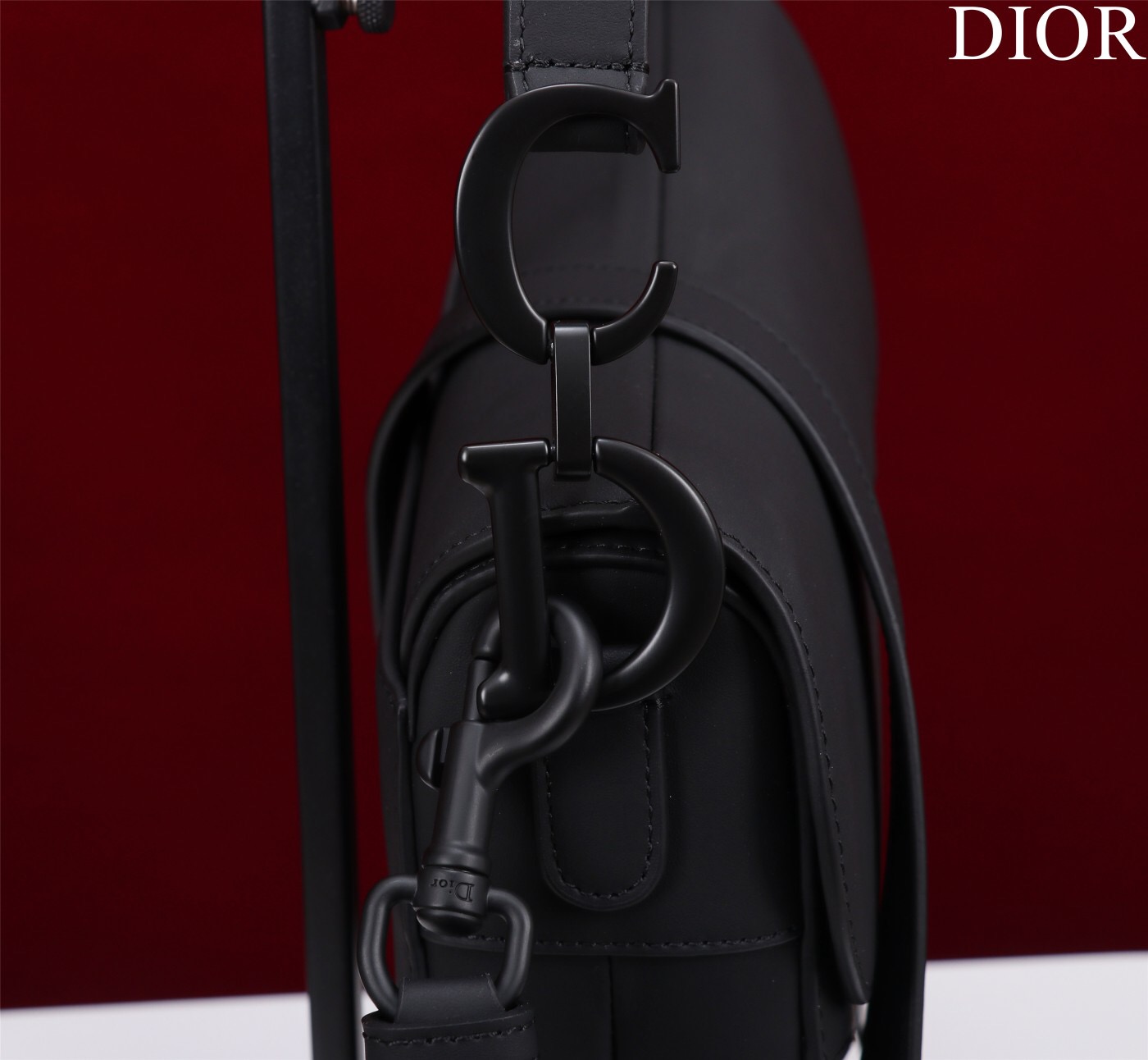 Dior SADDLE BAG WITH STRAP Black Ultramatte Calfskin M0455SLLO