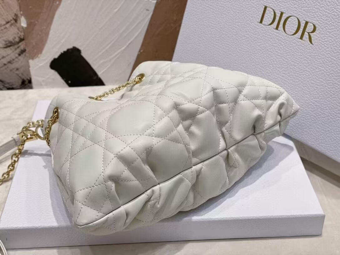 MEDIUM DIOR AMMI BAG Sand white Supple Macrocannage Lambskin M22566F