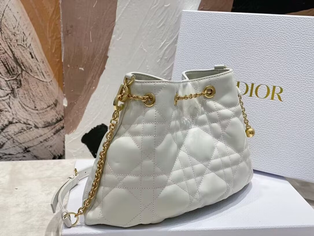 MEDIUM DIOR AMMI BAG Sand white Supple Macrocannage Lambskin M22566F