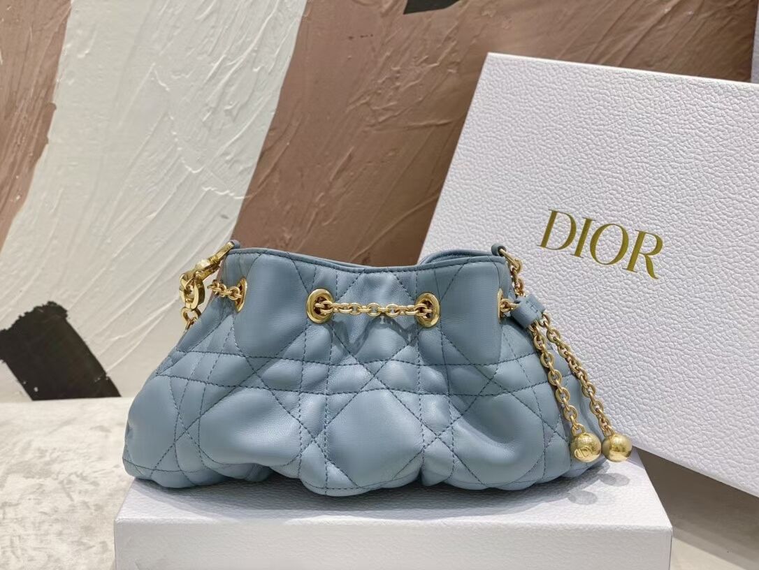 SMALL DIOR AMMI BAG Sand BLUESupple Macrocannage Lambskin M22567F