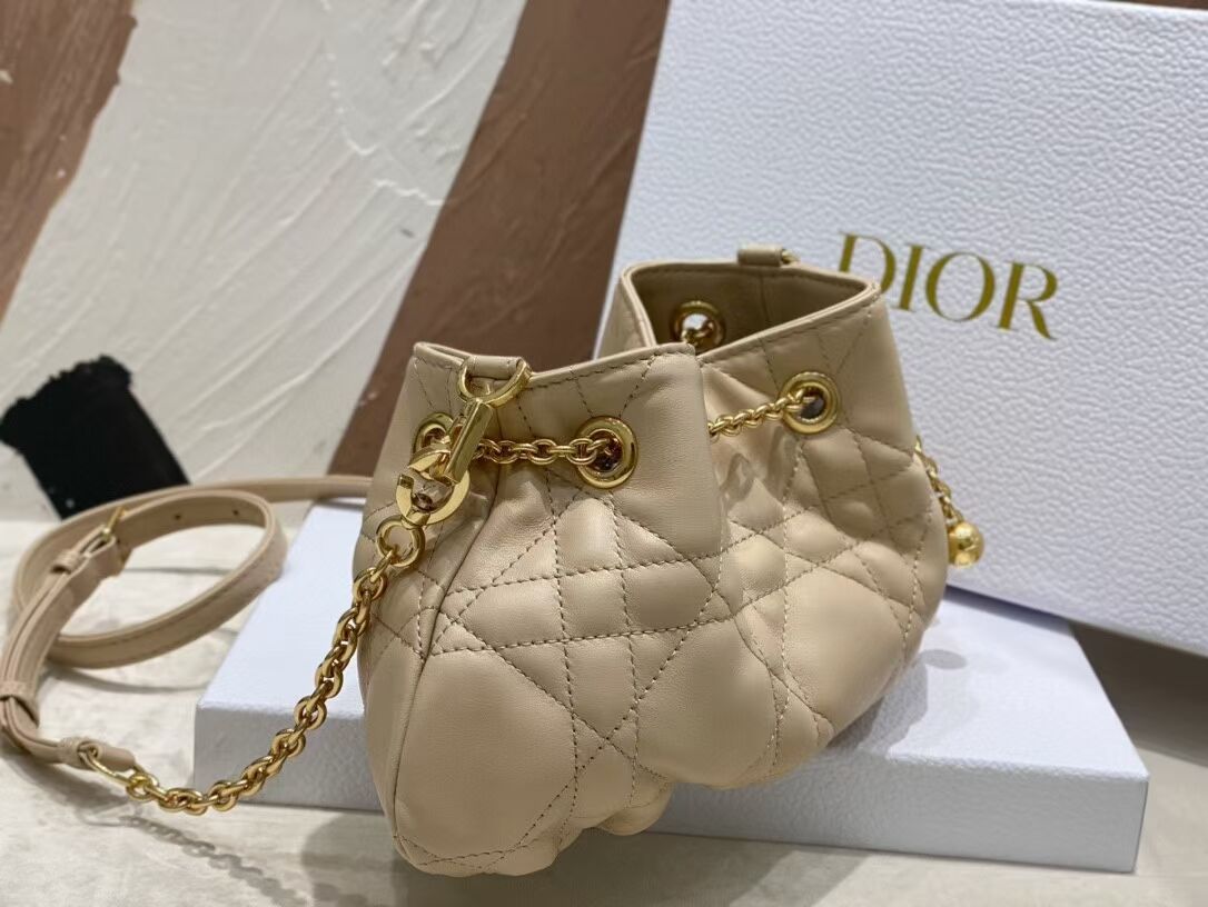 SMALL DIOR AMMI BAG Sand Pink Supple Macrocannage Lambskin M22567F