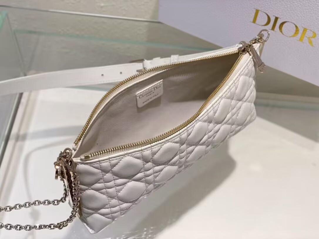 SMALL DIOR CD LOUNGE BAG Latte Supple Macrocannage Lambskin M2252ONG