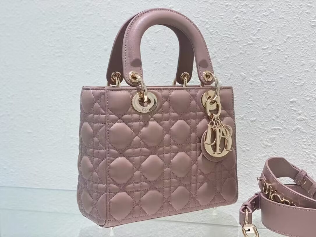 SMALL LADY DIOR MY ABCDIOR BAG Cannage Lambskin M0538ONG Peony Pink