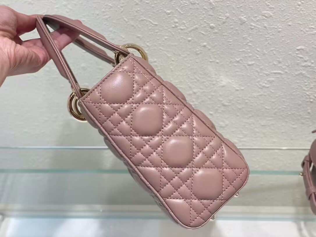 SMALL LADY DIOR MY ABCDIOR BAG Cannage Lambskin M0538ONG Peony Pink