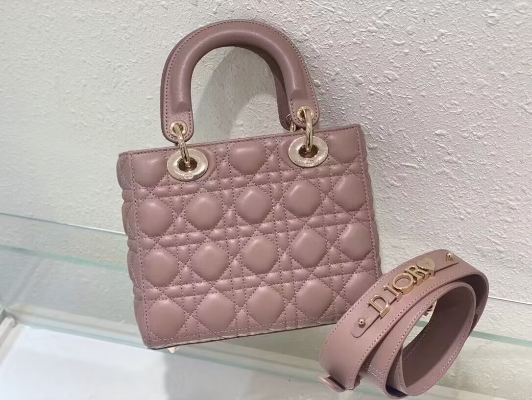 SMALL LADY DIOR MY ABCDIOR BAG Cannage Lambskin M0538ONG Peony Pink