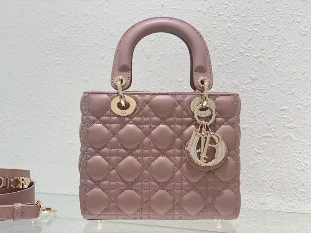 SMALL LADY DIOR MY ABCDIOR BAG Cannage Lambskin M0538ONG Peony Pink