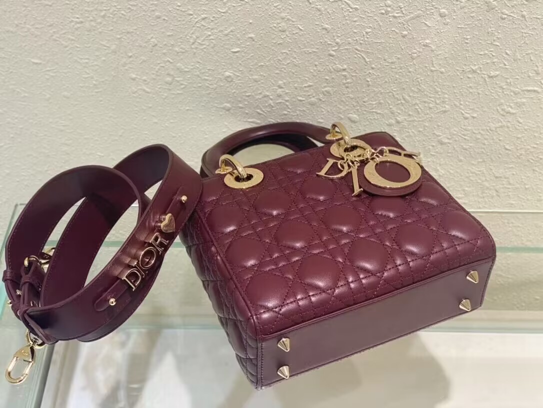 SMALL LADY DIOR MY ABCDIOR BAG Cannage Lambskin M0538ONG wine