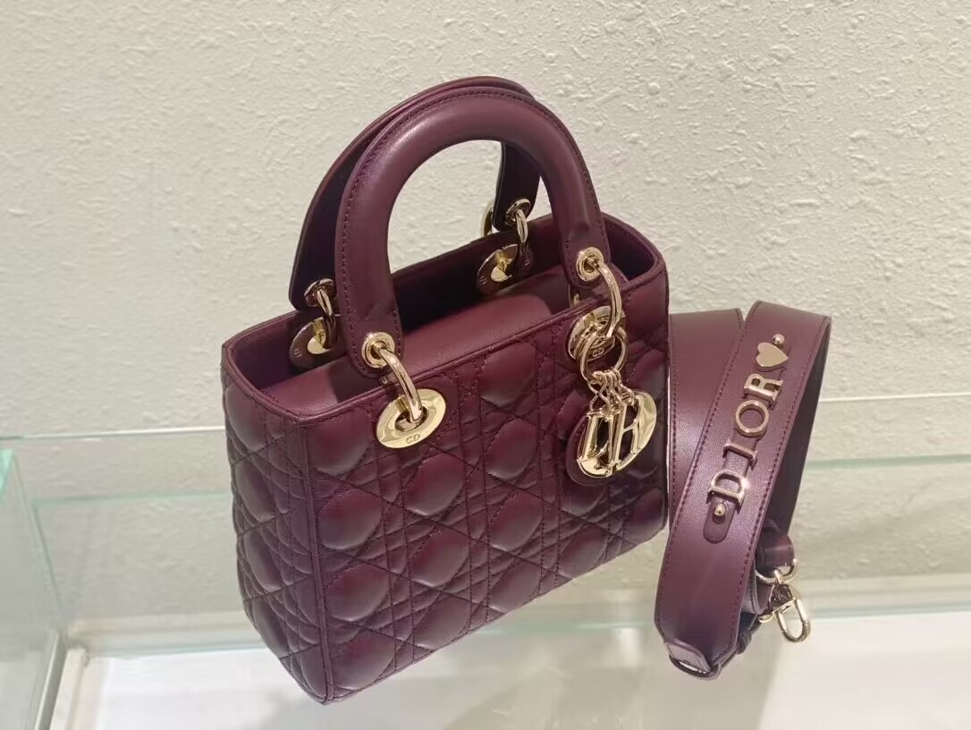 SMALL LADY DIOR MY ABCDIOR BAG Cannage Lambskin M0538ONG wine