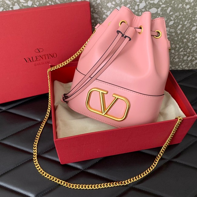 VALENTINO VLOGO SIGNATURE Lambskin Mini Bucket Bag FI16 pink