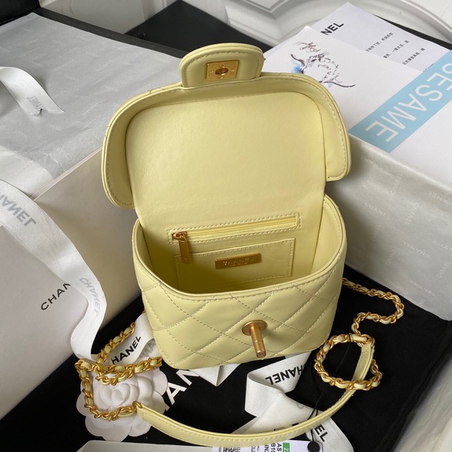 CHANEL SMALL VANITY CASE Lambskin & Gold-Tone Metal AS3973 yellow