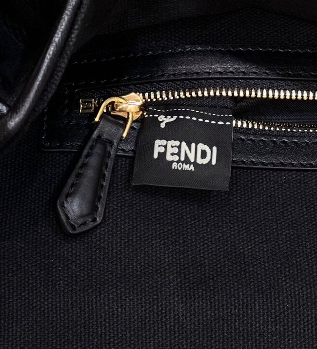 Fendi Baguette canvas bag with FF embroidery 8BR600 black