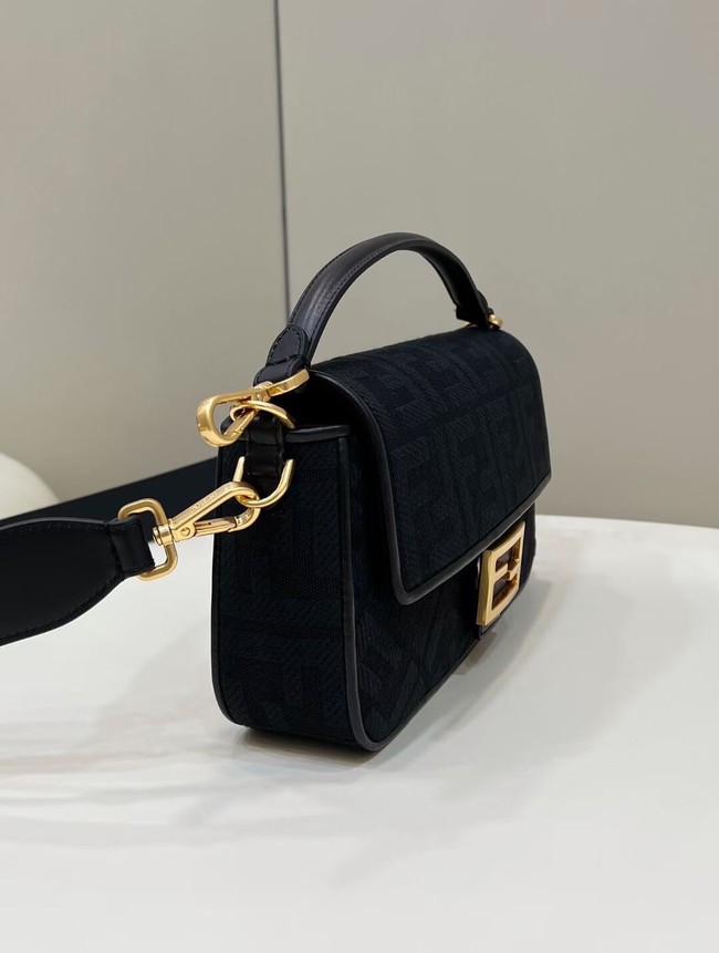 Fendi Baguette canvas bag with FF embroidery 8BR600 black