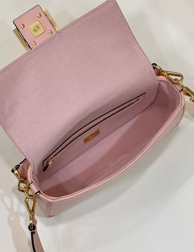 Fendi Baguette canvas bag with FF embroidery 8BR600 pink