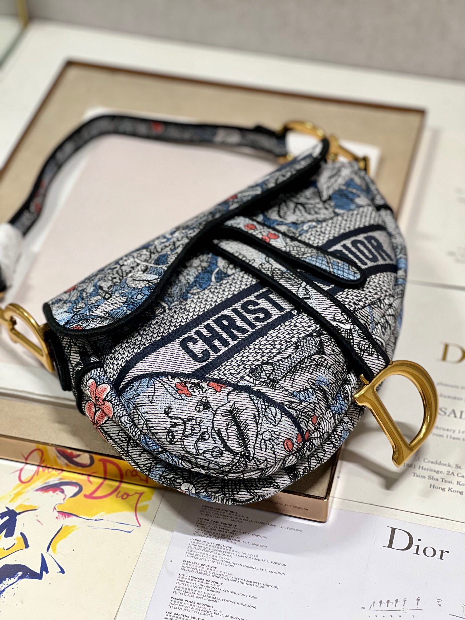 DIOR SADDLE BAG Multicolor Embroidery M0446CE blue