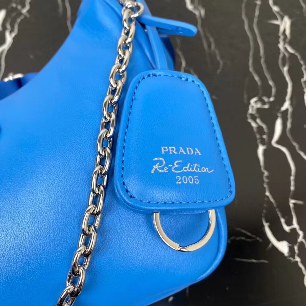 Prada Padded nappa-leather Re-Edition 2005 shoulder bag 1BH204 blue