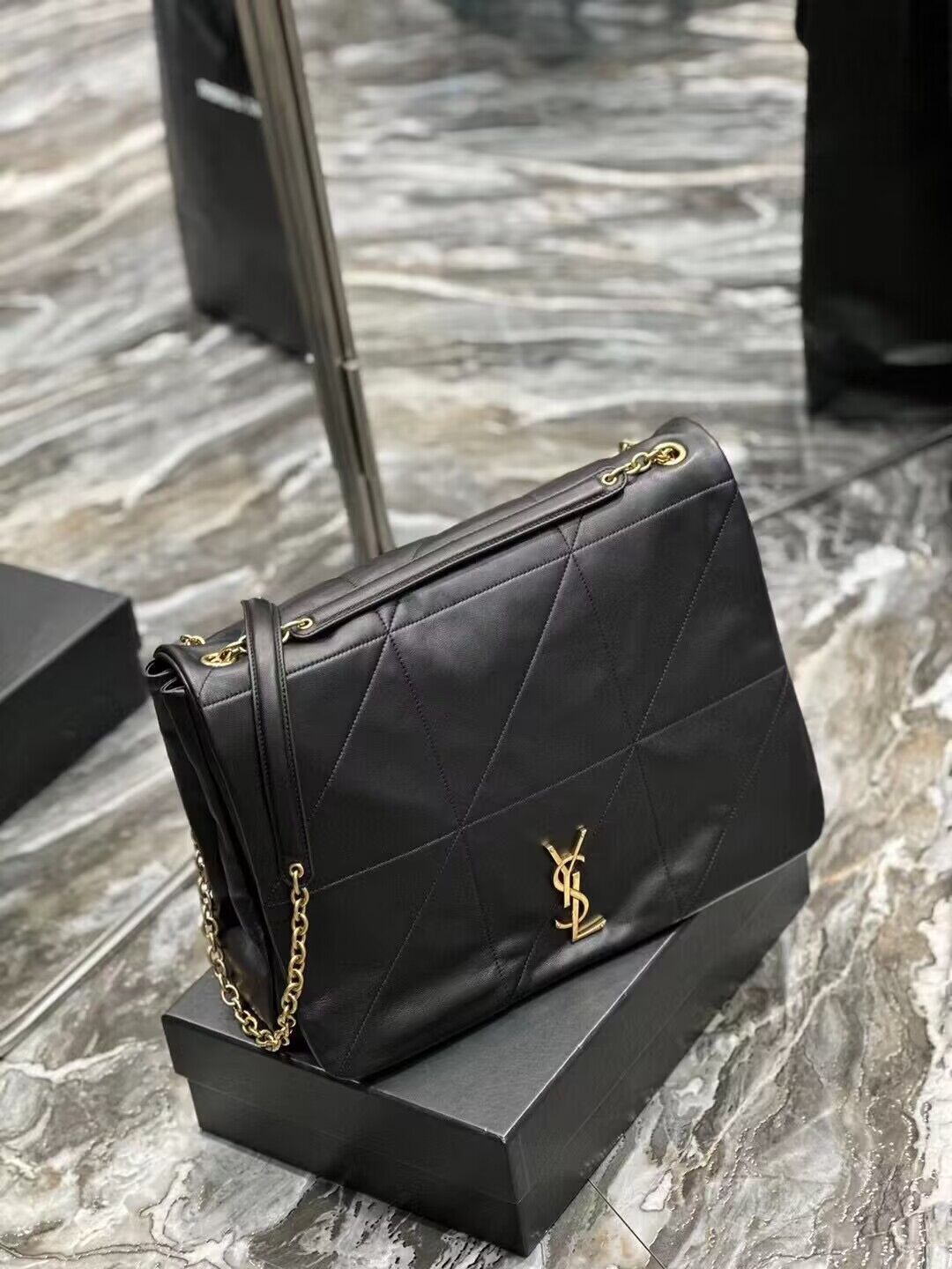 SAINT LAURENT KATE MEDIUM REVERSIBLE CHAIN BAG IN SUEDE AND SMOOTH LEATHER Y855822 black