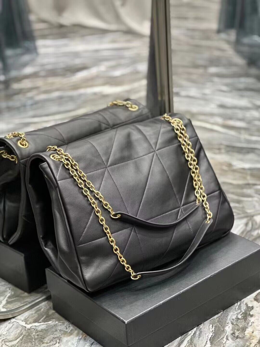 SAINT LAURENT KATE MEDIUM REVERSIBLE CHAIN BAG IN SUEDE AND SMOOTH LEATHER Y855822 black