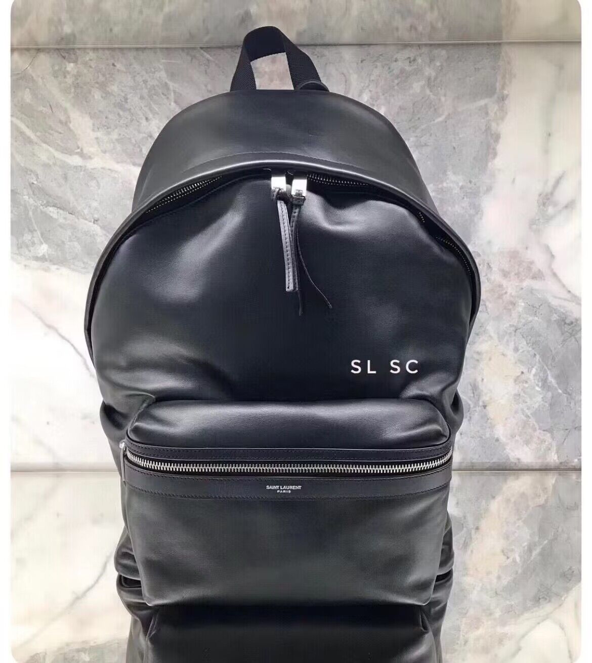 SAINT LAURENT LEATHER small knapsack Y886654 black