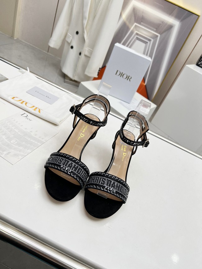 Dior DWAY HEELED SANDAL Embroidered Satin and Cotton 93366-2