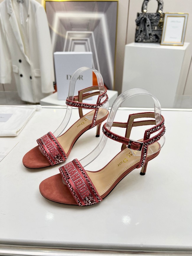 Dior DWAY HEELED SANDAL Embroidered Satin and Cotton 93366-4