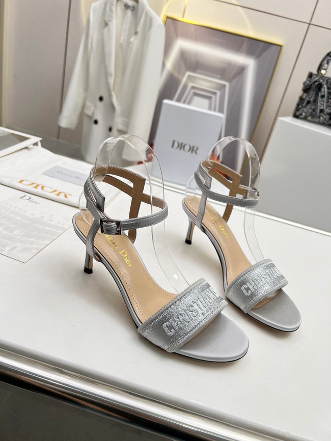 Dior DWAY HEELED SANDAL Embroidered Satin and Cotton 93366-9