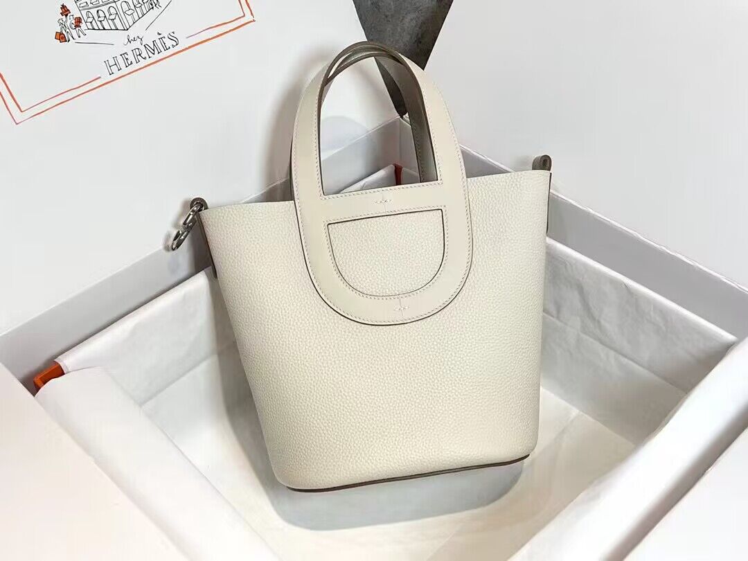 Hermes Original Togo Leather Bag H3602 White