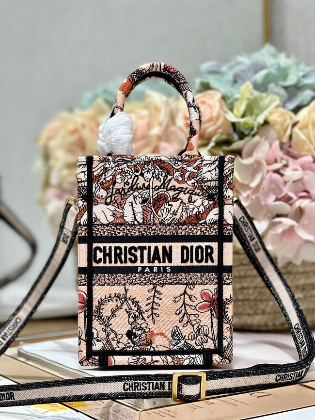 MINI DIOR BOOK TOTE PHONE BAG Embroidery S5555CES-2