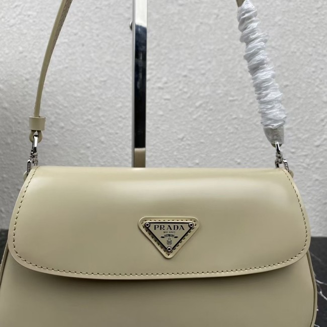 Prada Cleo brushed leather shoulder bag with flap 1BD311 light apricot