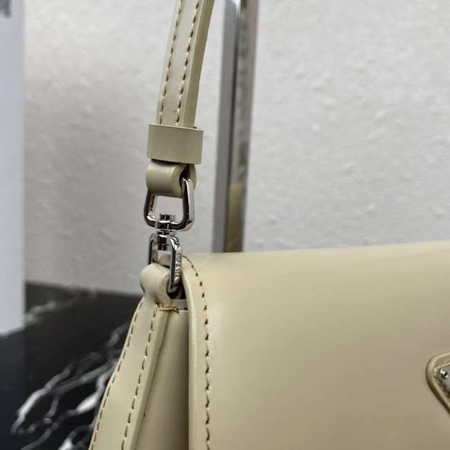 Prada Cleo brushed leather shoulder bag with flap 1BD311 light apricot