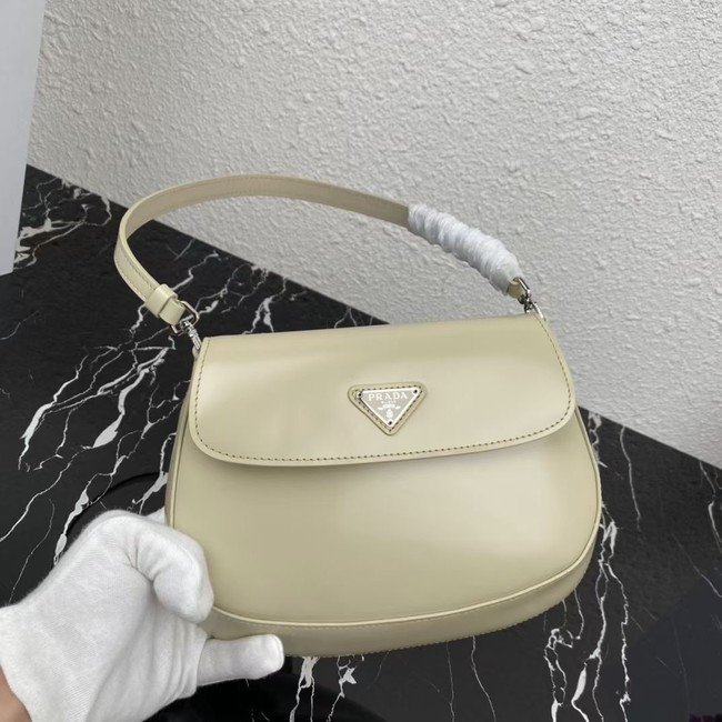 Prada Cleo brushed leather shoulder bag with flap 1BD311 light apricot