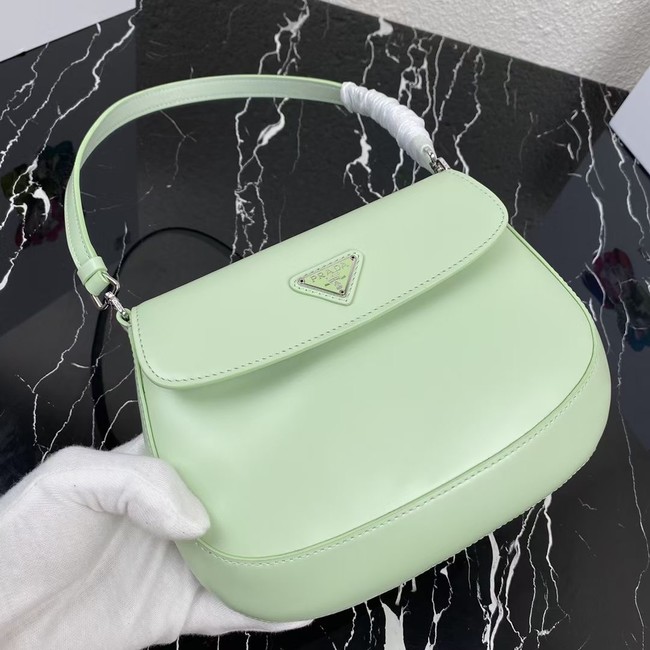 Prada Cleo brushed leather shoulder bag with flap 1BD311 light green