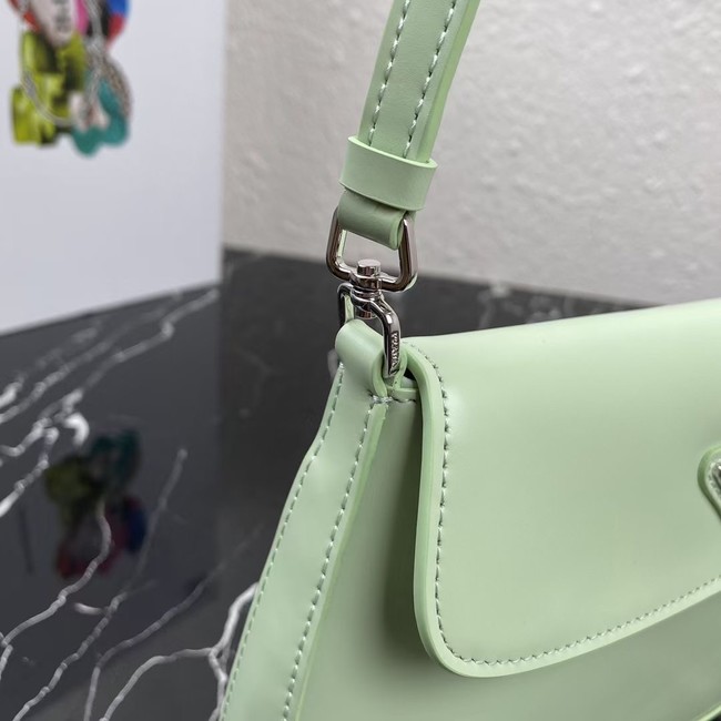 Prada Cleo brushed leather shoulder bag with flap 1BD311 light green