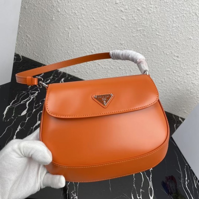 Prada Cleo brushed leather shoulder bag with flap 1BD311 orange