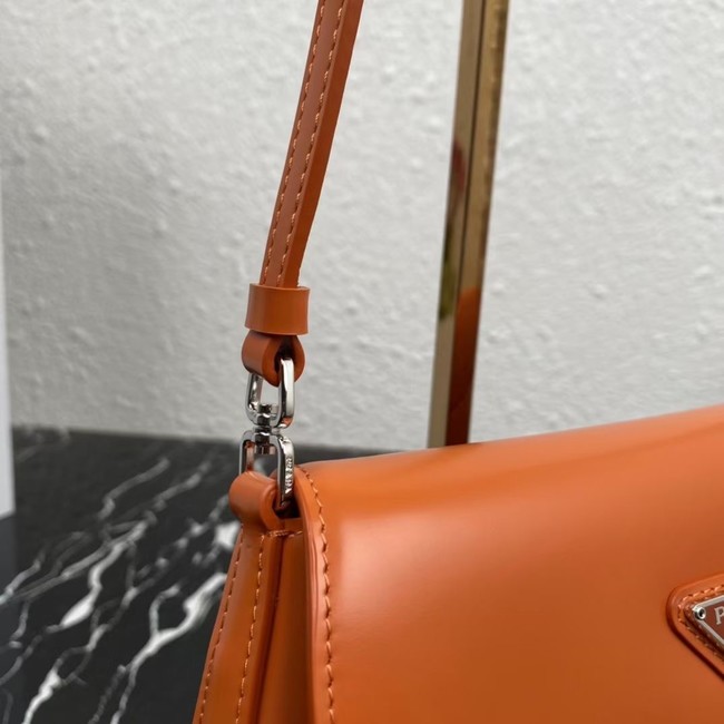 Prada Cleo brushed leather shoulder bag with flap 1BD311 orange