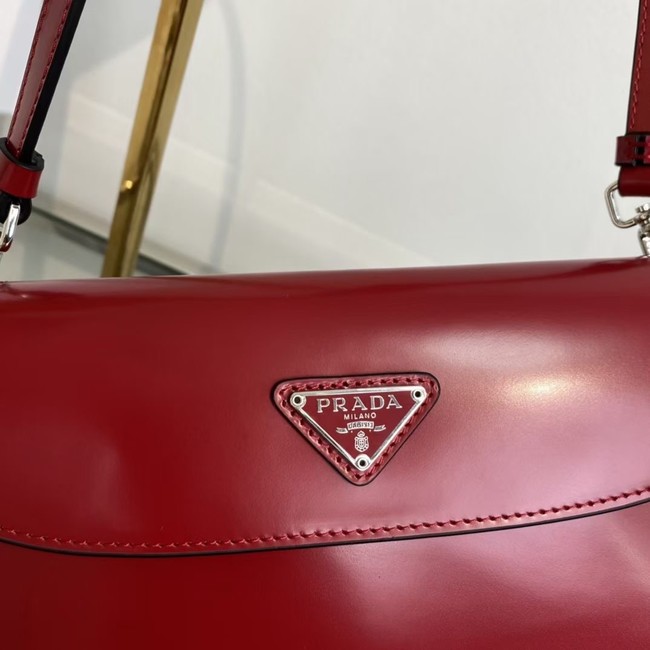 Prada Cleo brushed leather shoulder bag with flap 1BD311 red