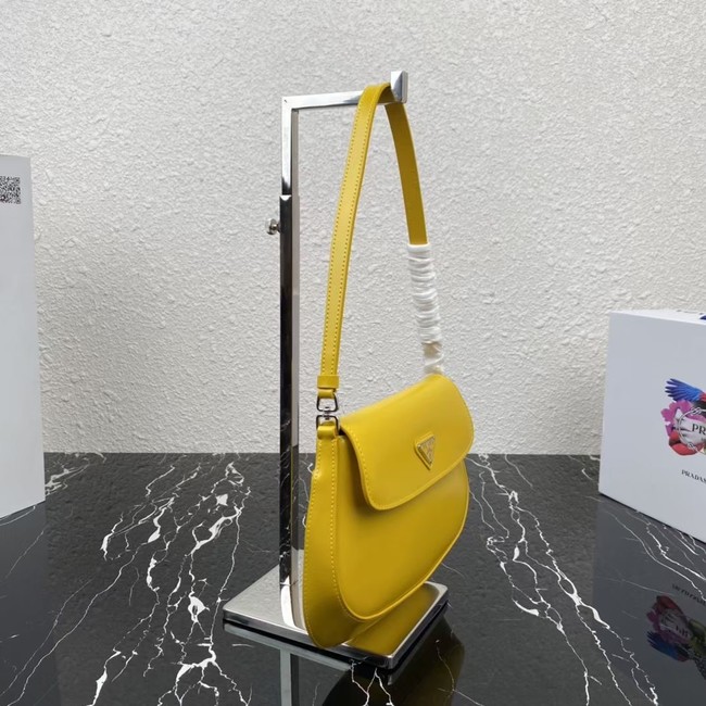 Prada Cleo brushed leather shoulder bag with flap 1BD311 yellow