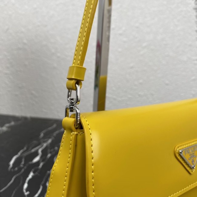 Prada Cleo brushed leather shoulder bag with flap 1BD311 yellow